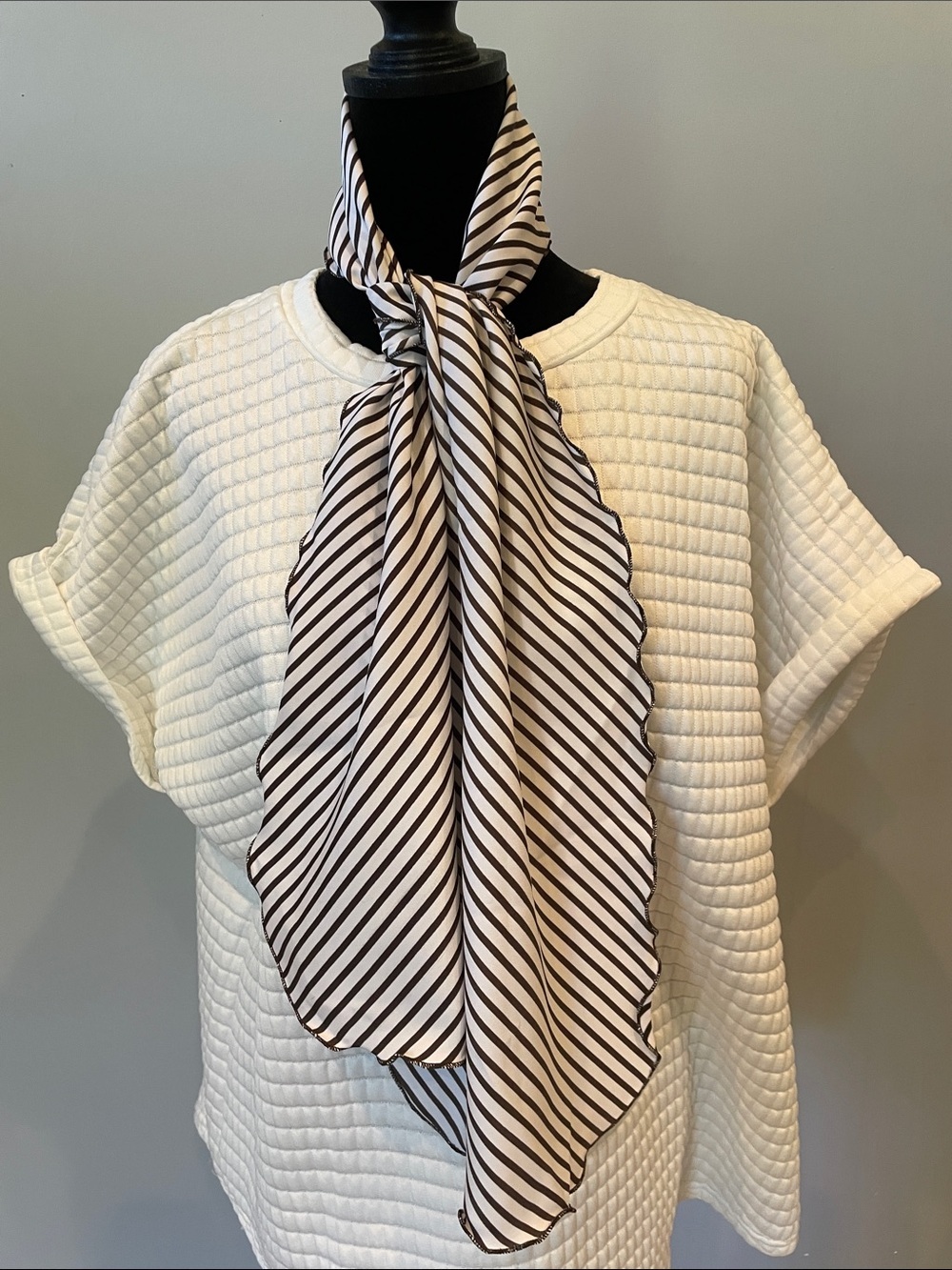 Striped Brown and White vintage Scarf